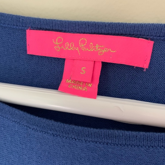 Lilly Pulitzer Elba Coolmax Oversized Boxy Poncho Sweater Iris Blue Womens Sz Sm - Picture 3 of 11